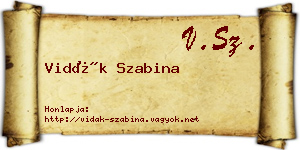 Vidák Szabina névjegykártya